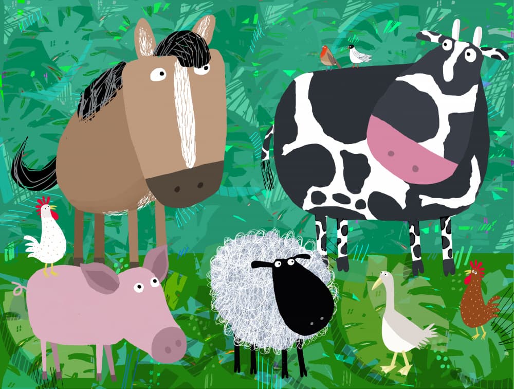 Happy Farm Friends by Carla Daly — canvas wall art