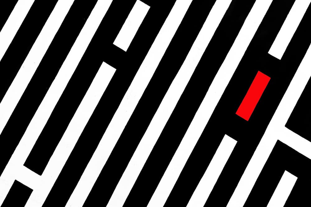 Geometric Red Stripes by Hans-Wolfgang Hawerkamp — canvas wall art