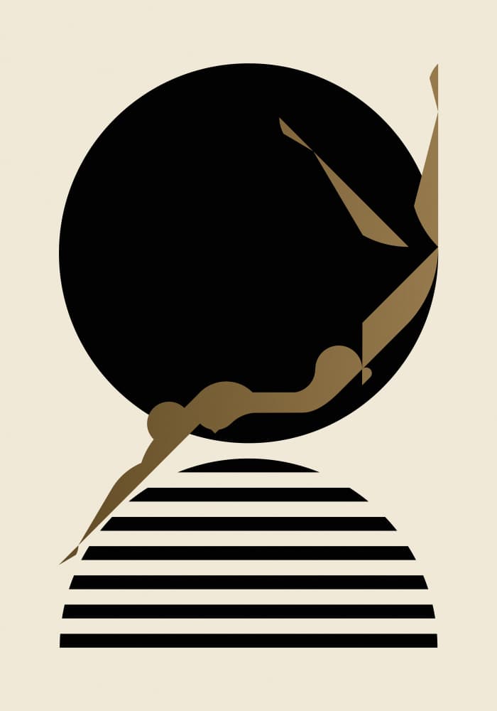 Diver's Golden Arc by Studio Soleil — canvas wall art