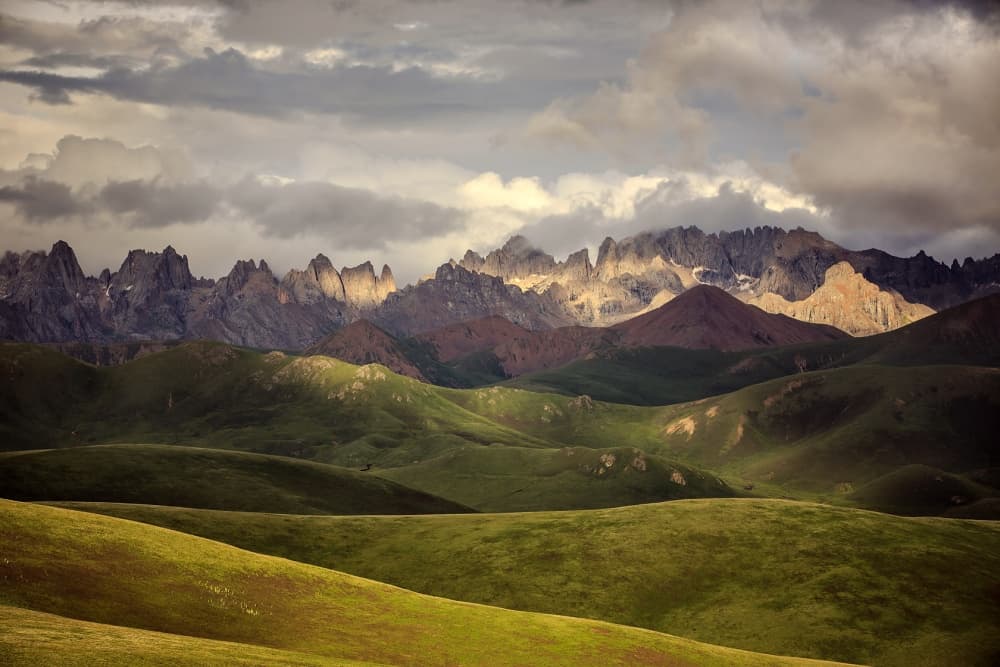 Green Hills Golden Peaks by James Zhen Yu — canvas wall art