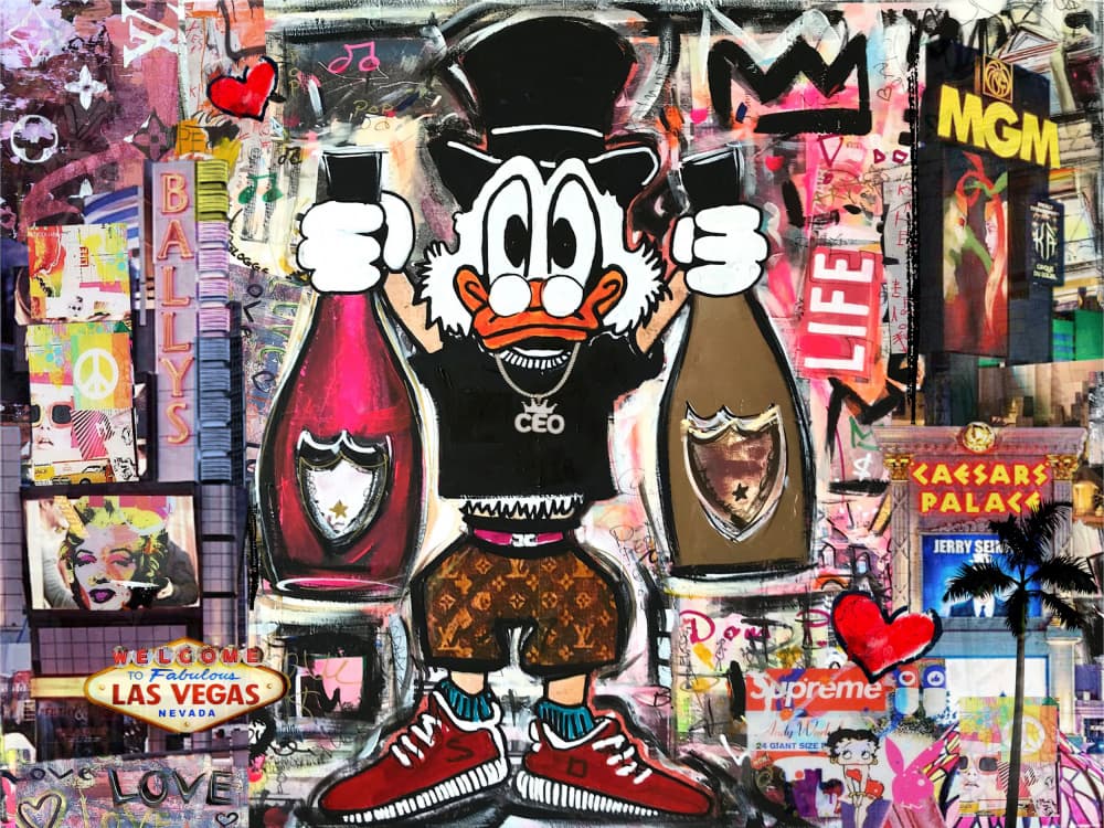 Wealthy Duck Champagne Toast by Stefan Bammert — canvas wall art