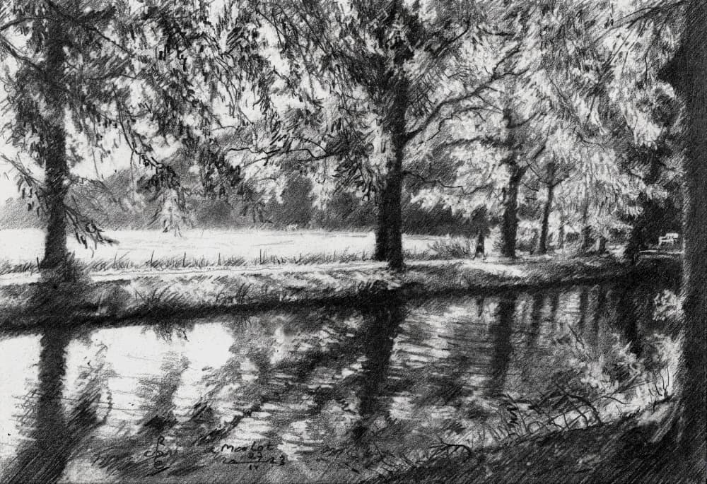Peaceful River Reflections by Corné Akkers — canvas wall art