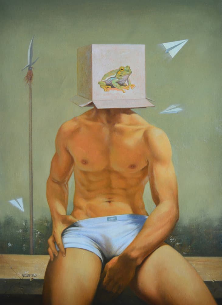 Frog Box Man by Hongtao Huang — canvas wall art