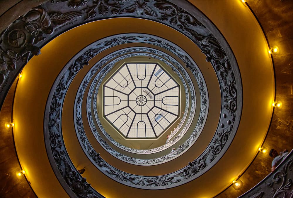 Golden Spiral Staircase by Avital Hershkovitz — canvas wall art