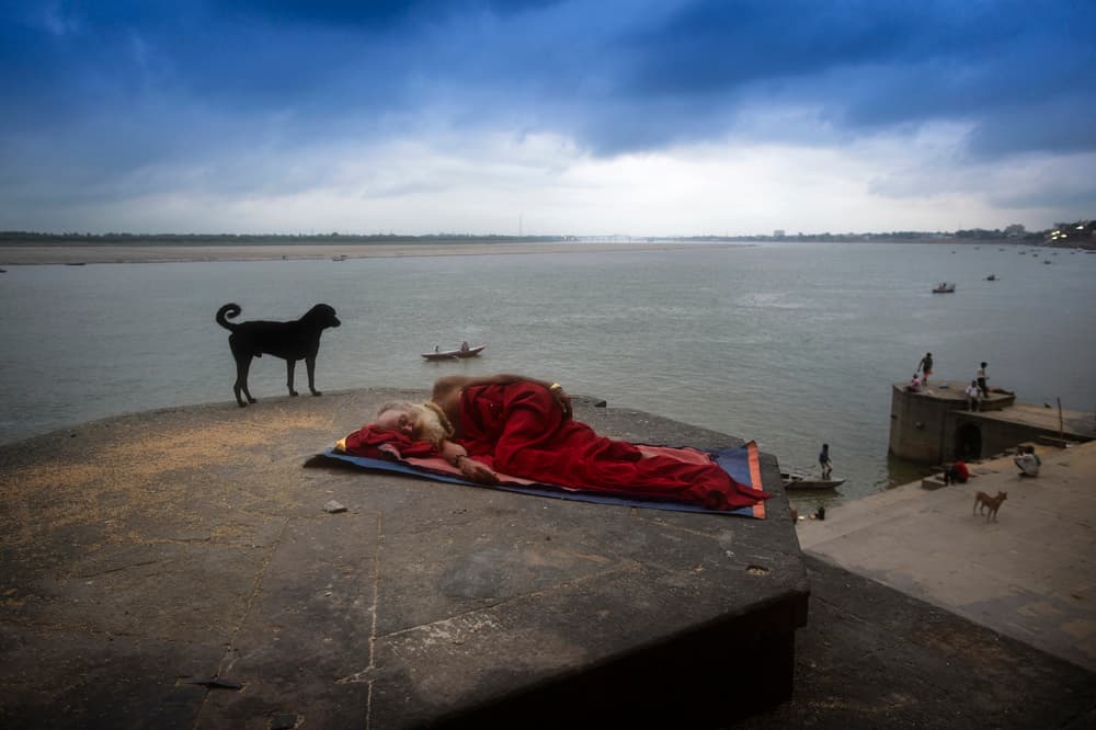 Varanasi River Rest by Eyal Amer — canvas wall art