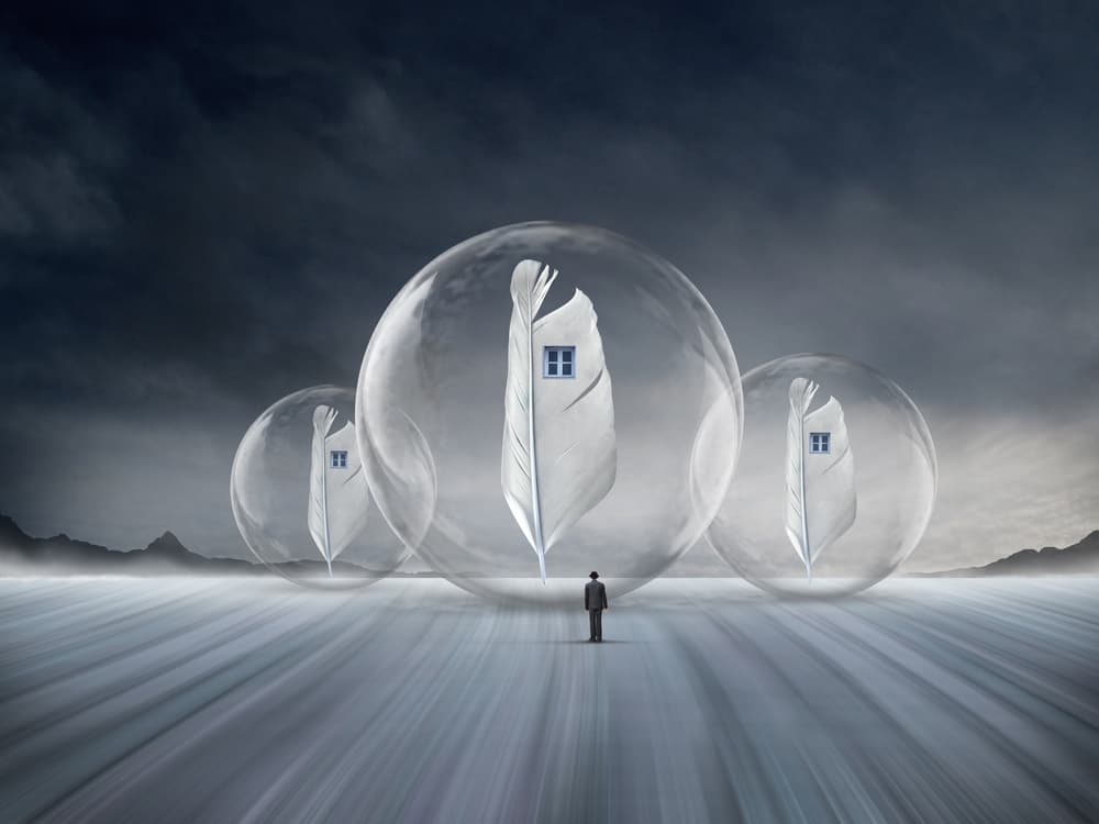 Dream Bubble Houses by Swarnendu Ghosh — canvas wall art