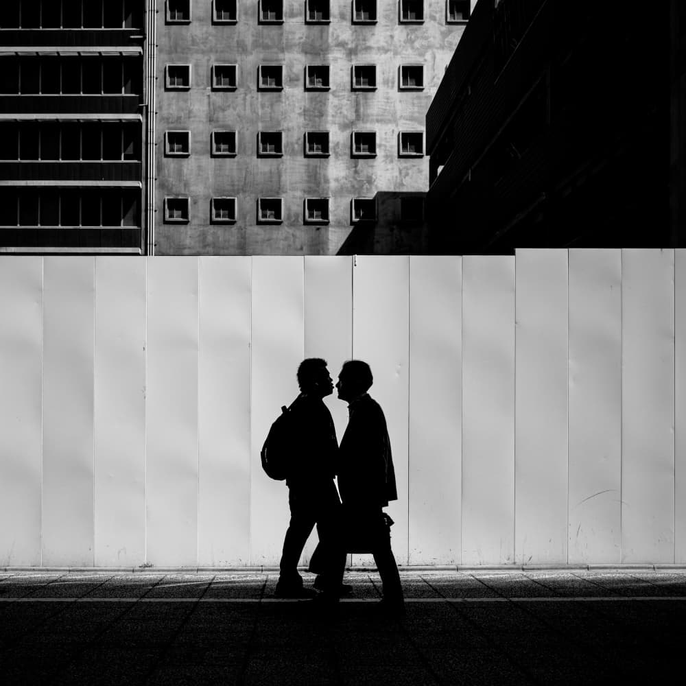 Urban Kissing Silhouettes by Yuzo Fujii — canvas wall art