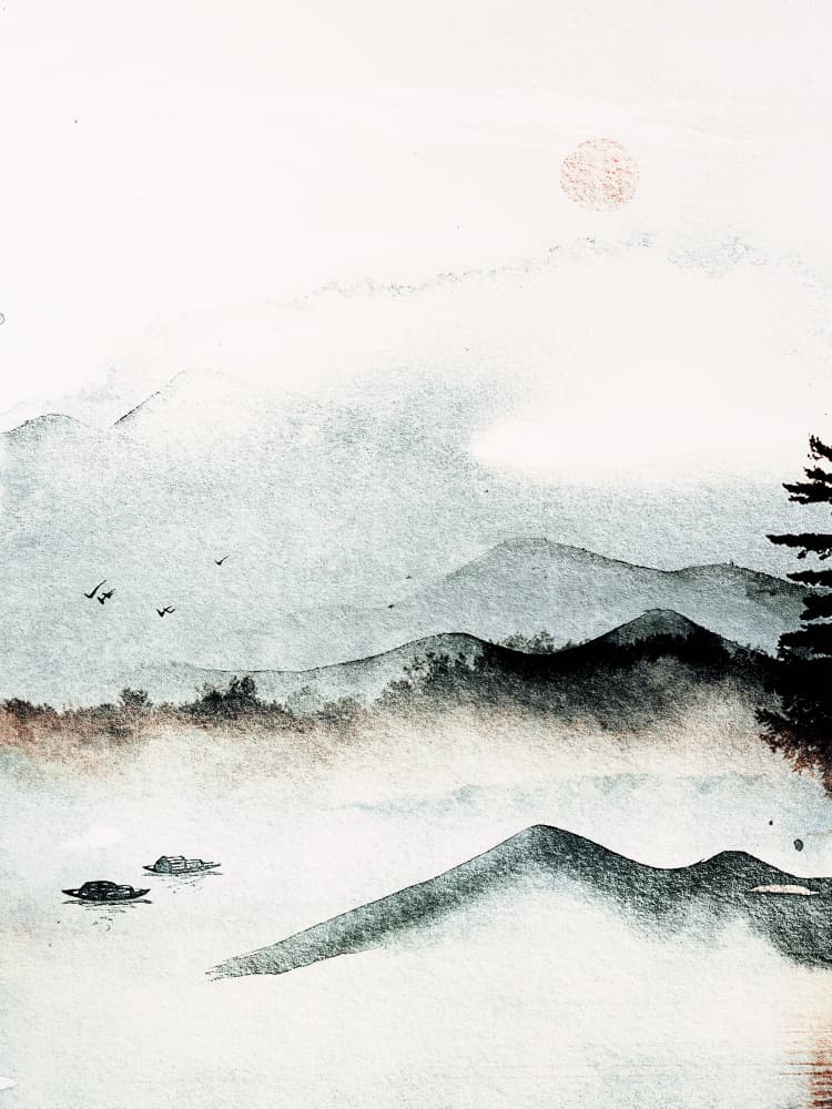 Serene Mountain Dawn by Treechild — canvas wall art