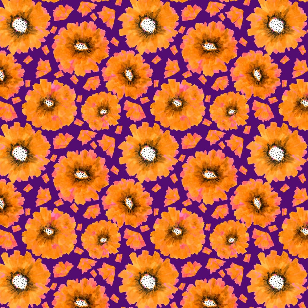 Vibrant Orange Blooms Pattern by Michele Channell — canvas wall art