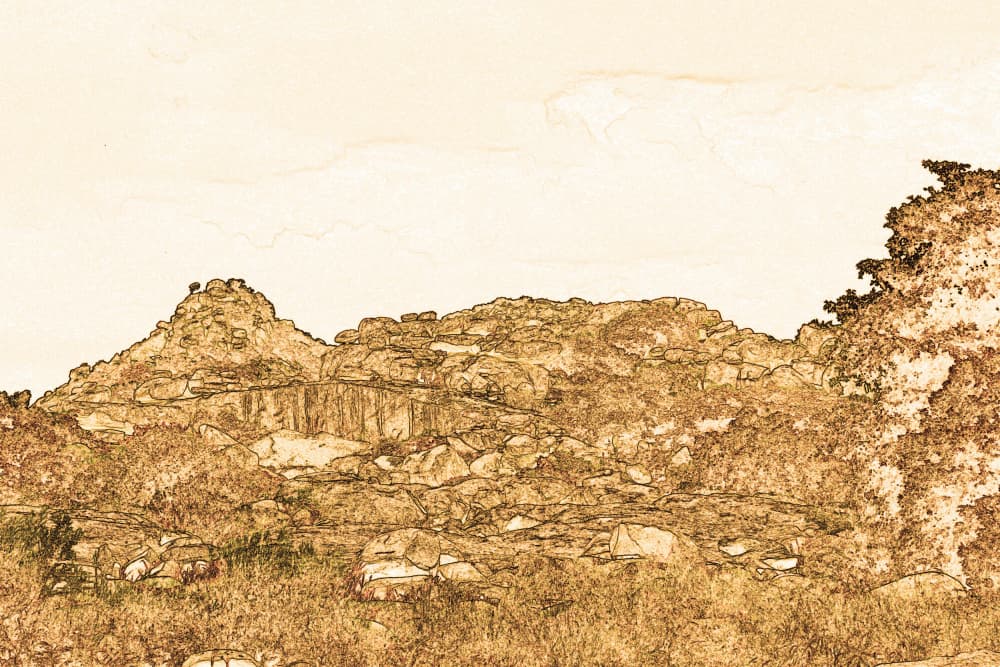 Rustic Mountain Sketch by Santhosh ch — canvas wall art