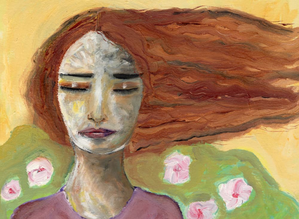 Serene Red Haired Woman by Sharyn Bursic — canvas wall art