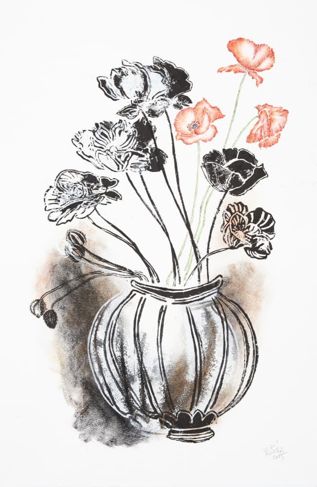 Elegant Poppies In Vase