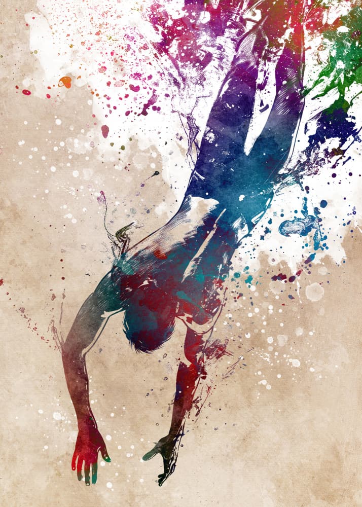 Dynamic Watercolor Diver by Justyna Jaszke — canvas wall art