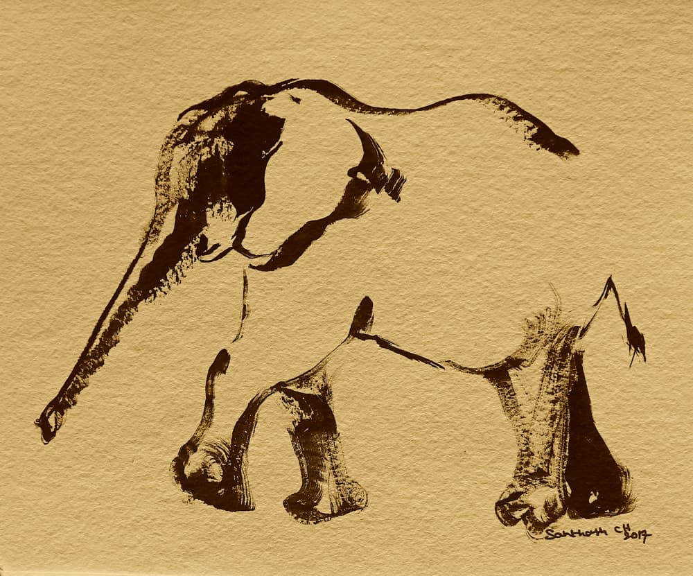 Gentle Elephant Study by Santhosh ch — canvas wall art