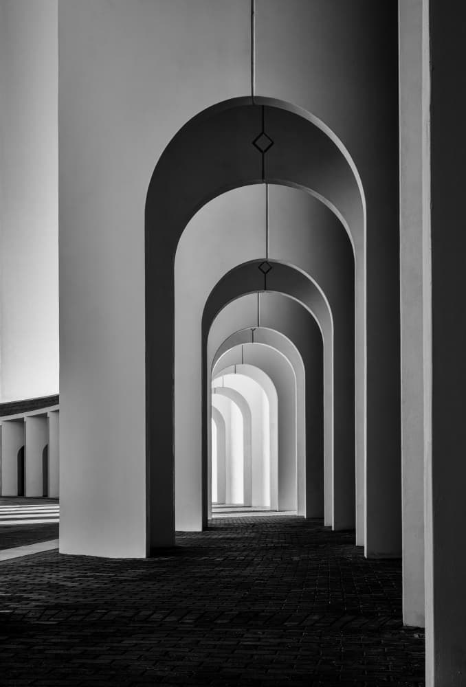 Arched Hallway Perspective by Yi Pan — canvas wall art