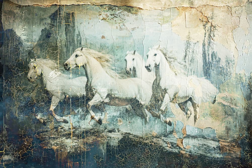 Wild White Horses Galloping by Rafal Kulik — canvas wall art
