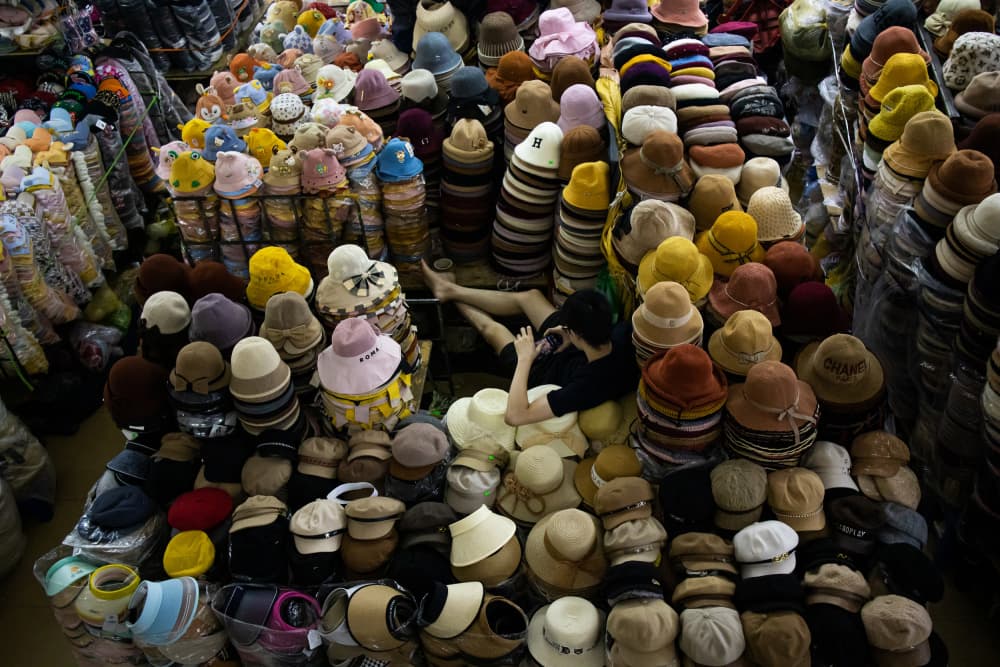 Colorful Market Hats by Aneta Mikulska — canvas wall art