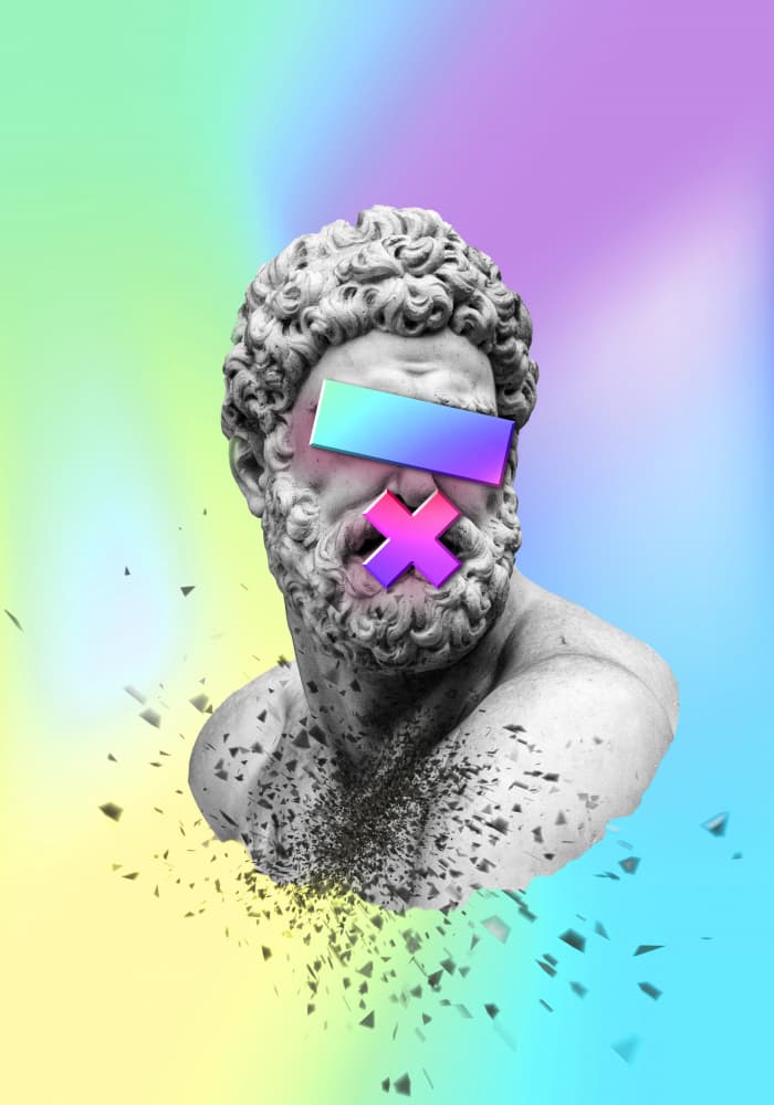 Vaporwave Classical Bust by Fadil Roze — canvas wall art
