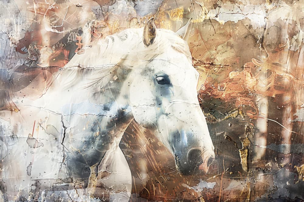 Textured White Horse by Rafal Kulik — canvas wall art