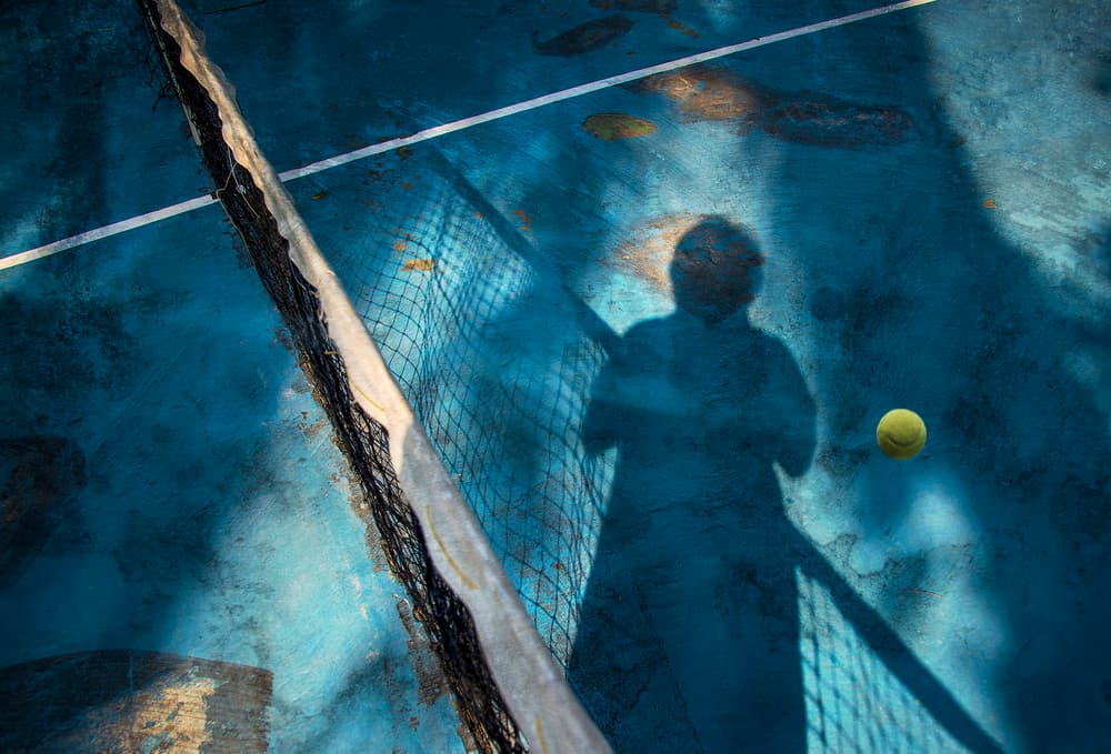 Dynamic Blue Tennis Shadow by Ekkachai Khemkum — canvas wall art
