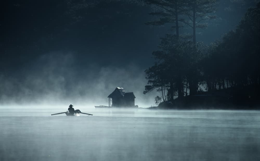 Misty Lake Solitude by Nguyen Tan Tuan — canvas wall art