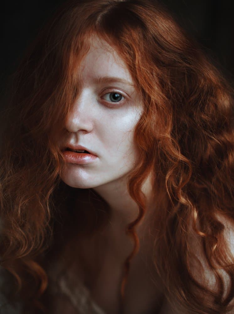 Mysterious Redhead Portrait by Irina Bunyatyan — canvas wall art