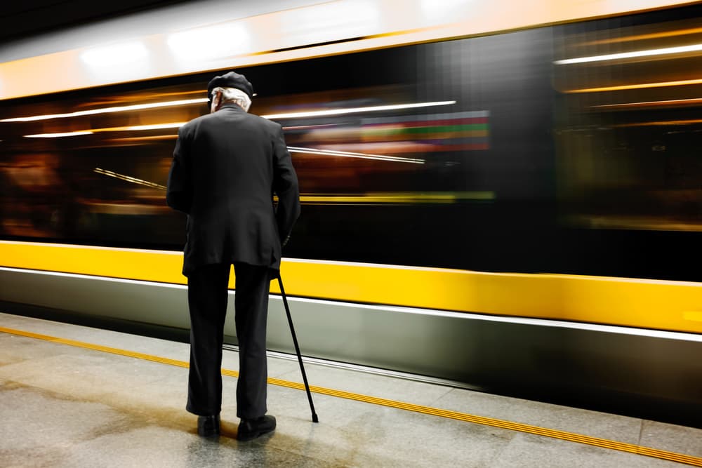 Elderly Man Subway Motion by Luca Domenichi — canvas wall art