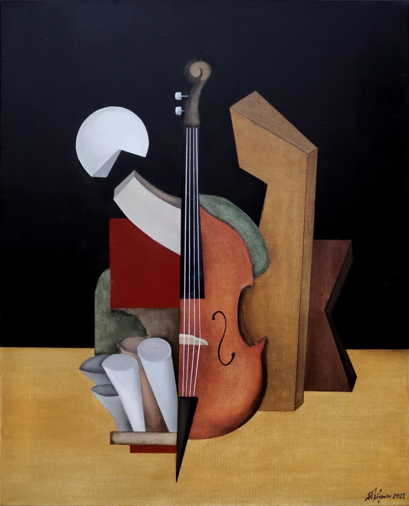 Geometric Cello Still Life by Alexander Trifonov — canvas wall art