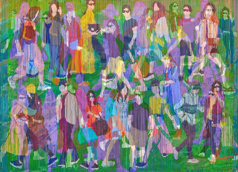 Vibrant Street Crowd by Jukyong Park — canvas wall art