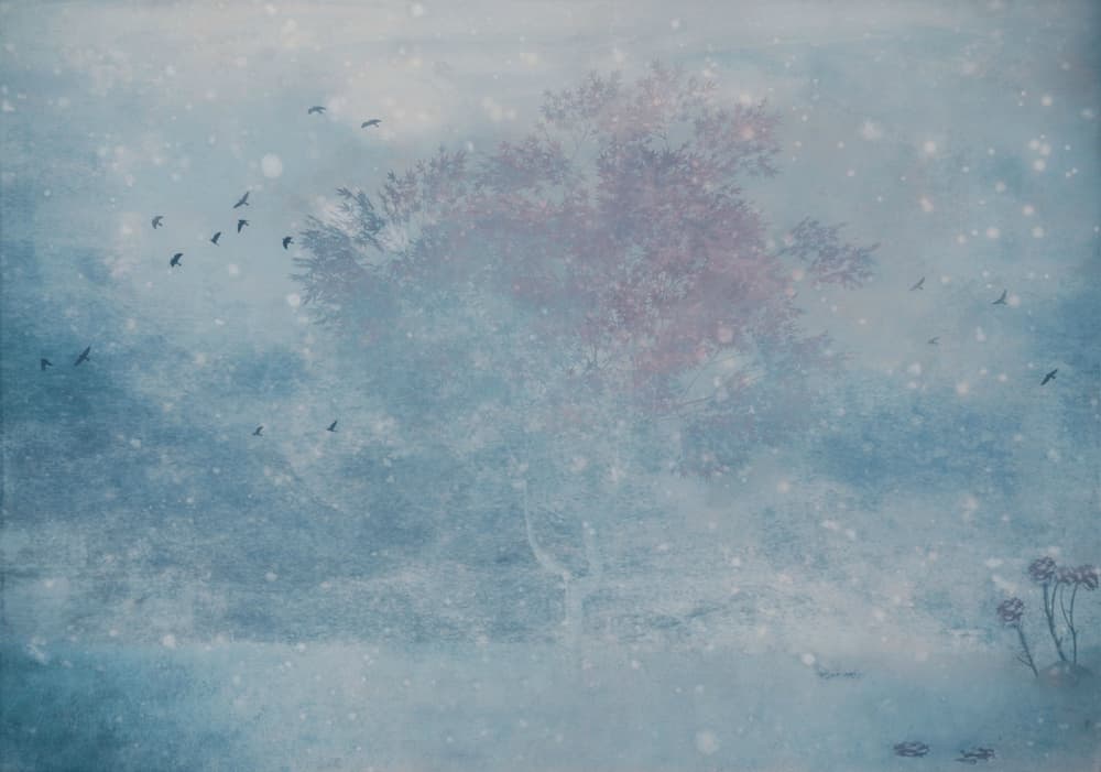 Misty Winter Tree by Delphine Devos — canvas wall art