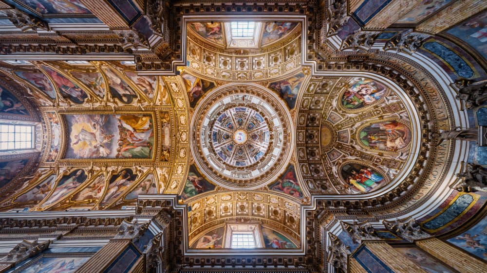 Ornate Baroque Church Ceiling by Antoni Figueras — canvas wall art