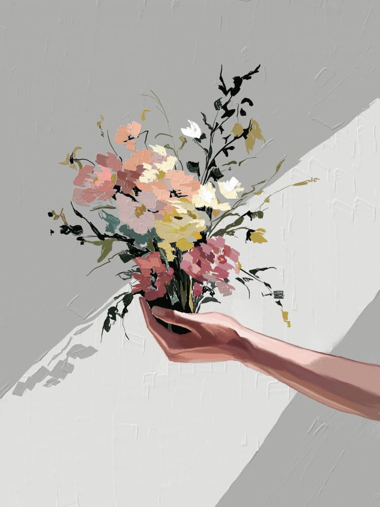 Flowers in Hand by Jenna Alheit — canvas wall art