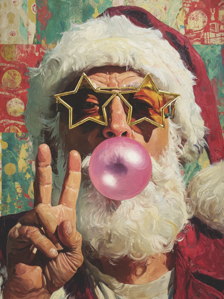 Cool Santa Bubblegum Peace by Andreas Magnusson — canvas wall art