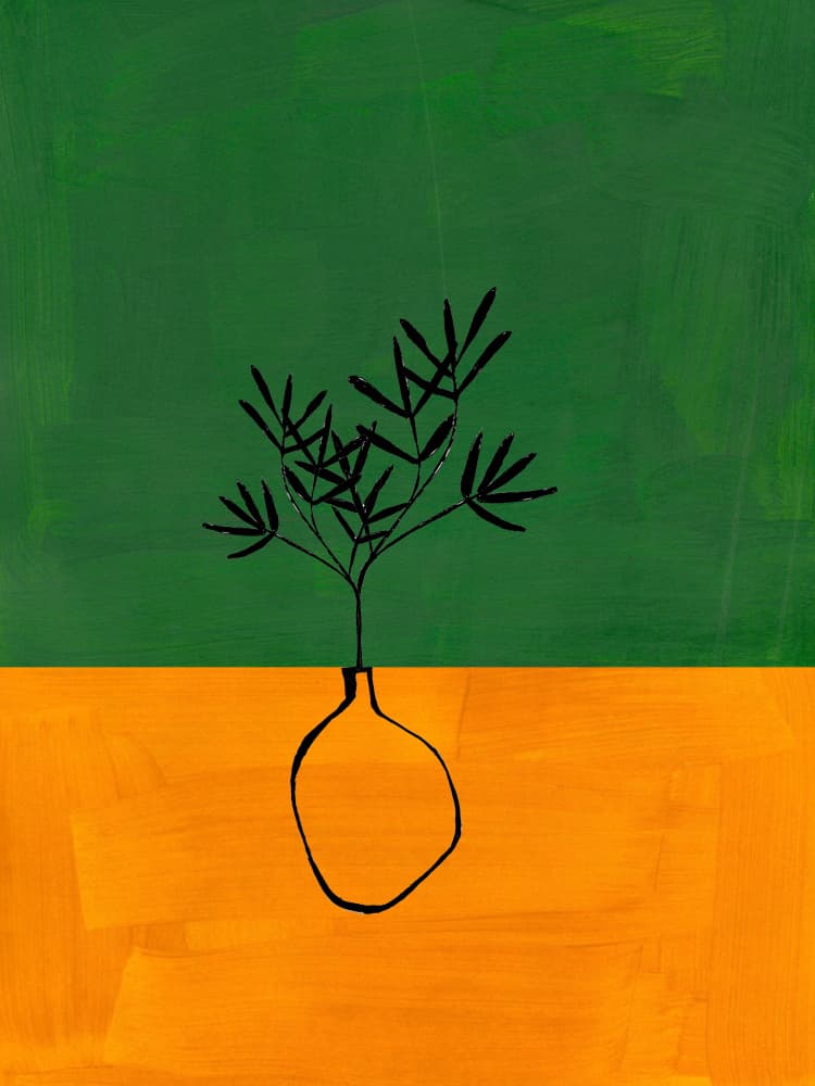 Abstract Green Orange Plant by Ejaaz Haniff — canvas wall art