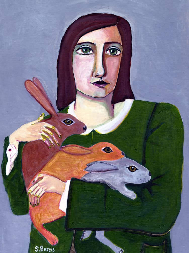 Gentle Rabbit Embrace by Sharyn Bursic — canvas wall art