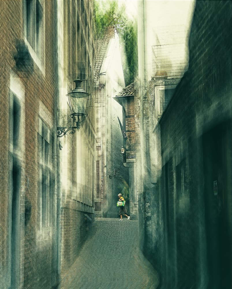 In the streets of Maastricht, the Netherlands by Jan van der Linden — canvas wall art