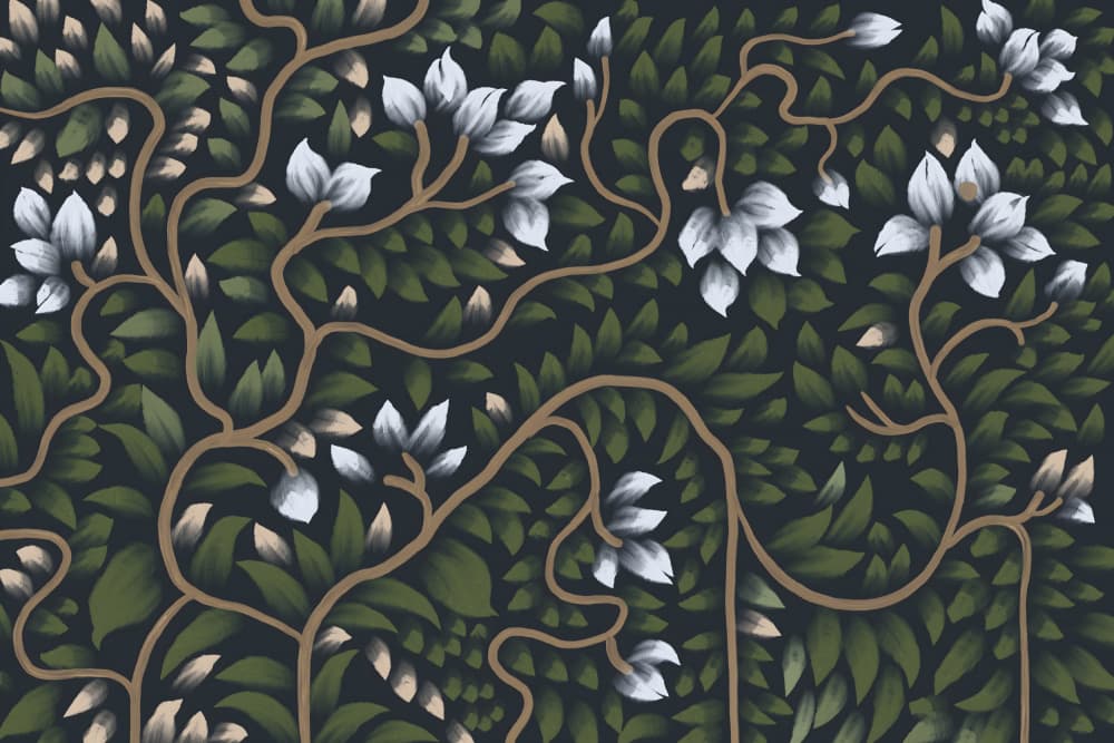 Midnight Floral Vines by Josie George — canvas wall art