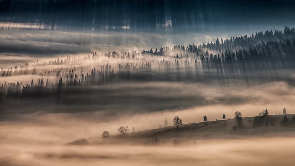 Misty Mountain Rays by Peter Svoboda MQEP — canvas wall art