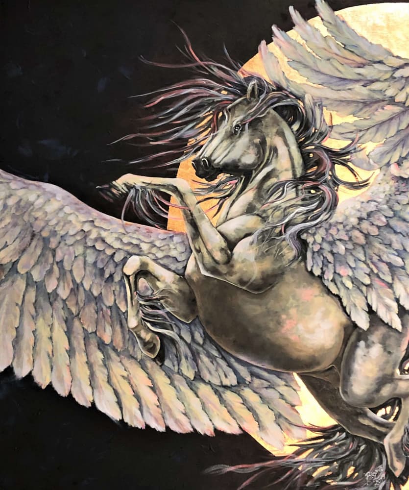 Golden Pegasus Rising by Anda Bieza — canvas wall art
