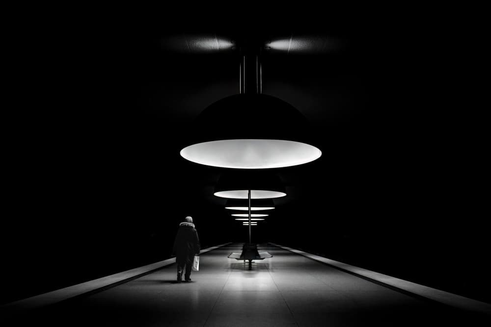 Subway Lights Lone Figure by iso66 — canvas wall art