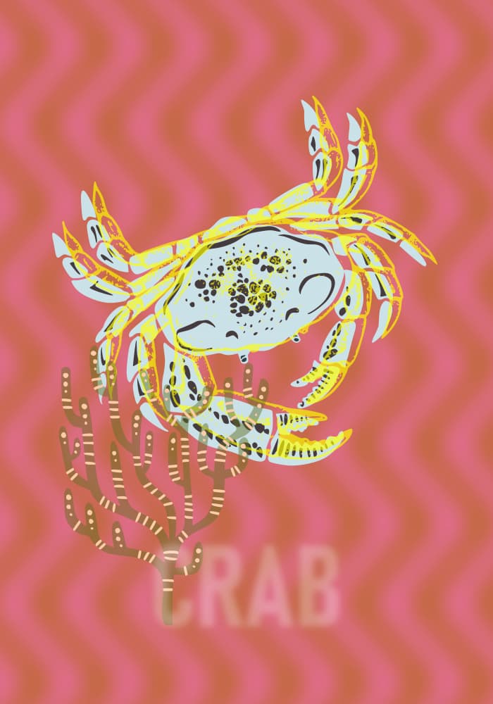 Vibrant Ocean Crab by Annick — canvas wall art