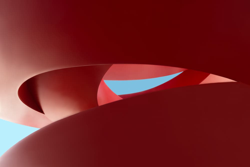 Elegant Curving Red Forms by konglingming — canvas wall art