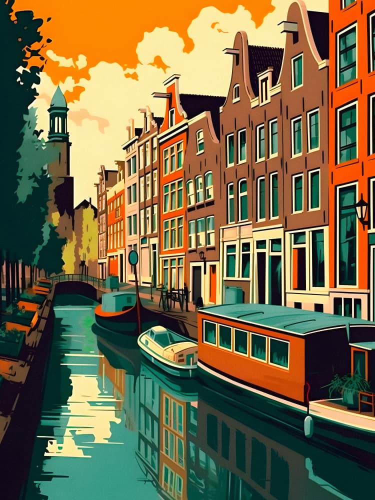 Amsterdam Canal Houses by Taudalpoi — canvas wall art