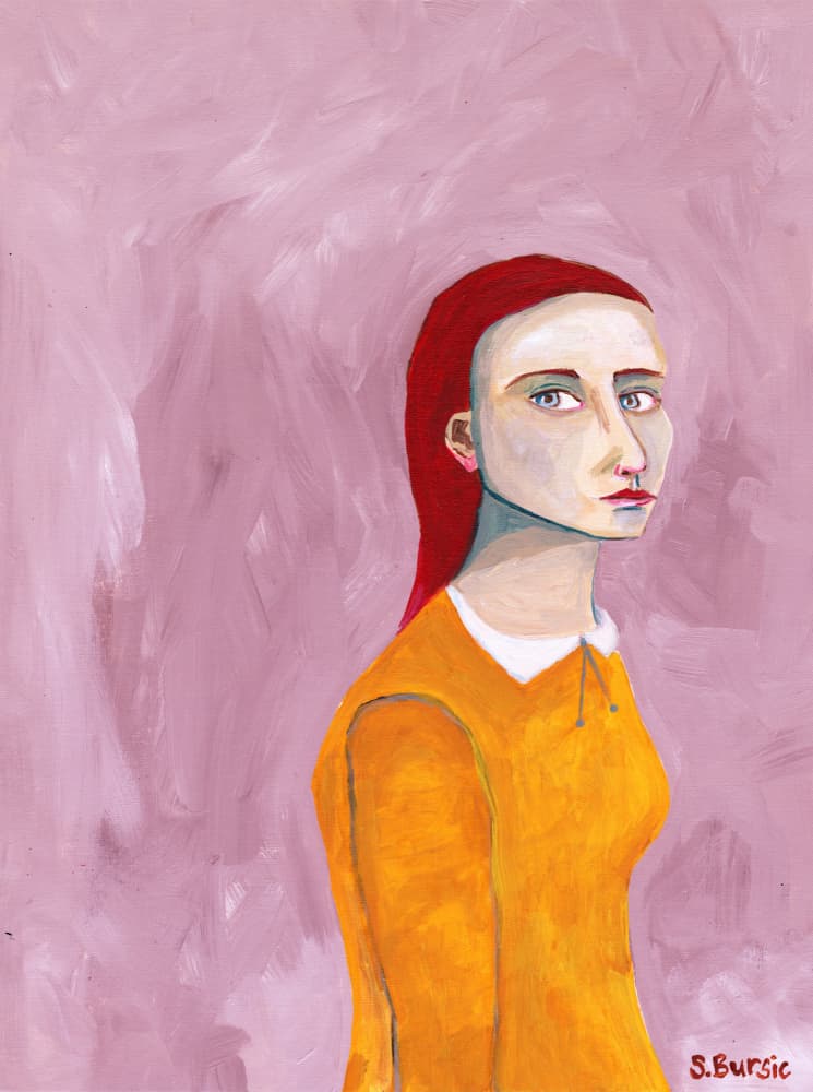 Pensive Woman Portrait by Sharyn Bursic — canvas wall art