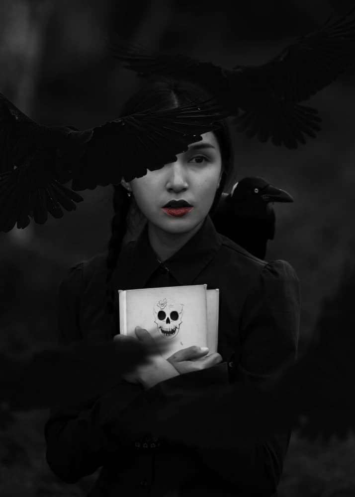 Mysterious Raven Woman by Ariz Rab — canvas wall art