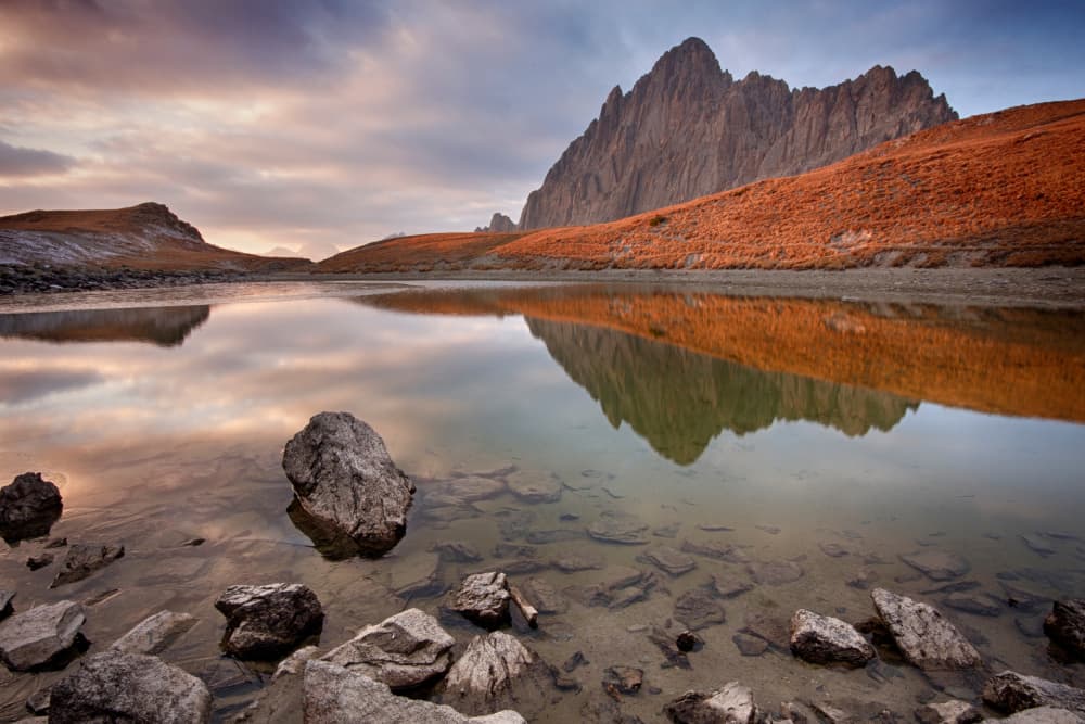 Mountain Lake Reflection by Paolo Bolla — canvas wall art