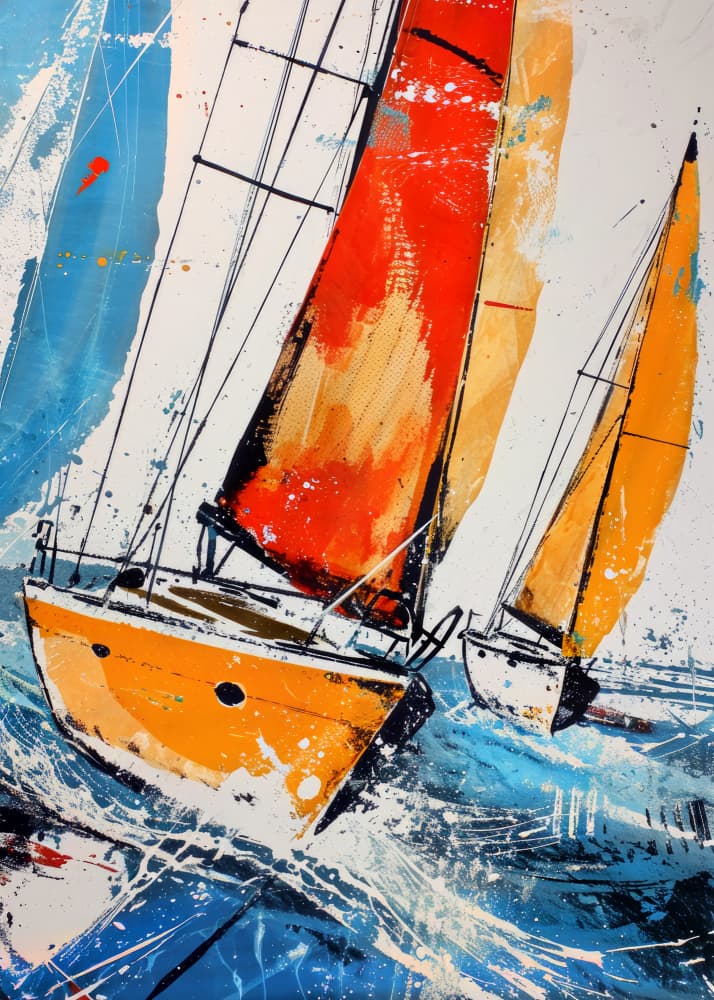 Vibrant Sailboat Race by Justyna Jaszke — canvas wall art