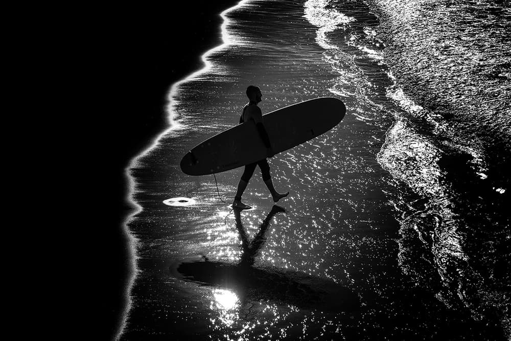 Lone Surfer Sparkling Waves by Massimo Della Latta — canvas wall art