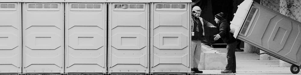 Workers Moving Porta Potties by Jian Wang — canvas wall art