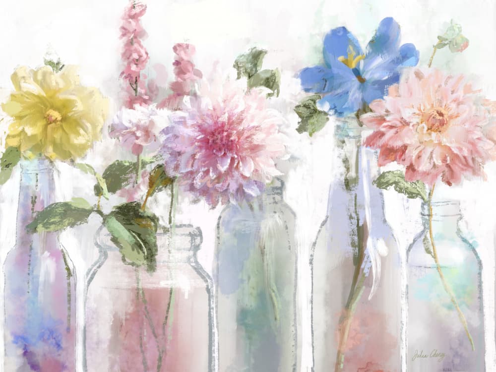 A Row of Colorful Floral by Julia Cheney — canvas wall art